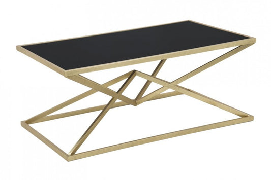 Table basse en métal et verre Pyramid Large Or / Noir, L110xl60xH45 cm