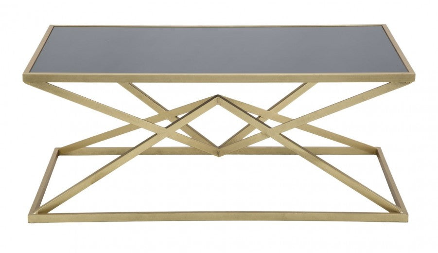 Table basse en métal et verre Pyramid Large Or / Noir, L110xl60xH45 cm