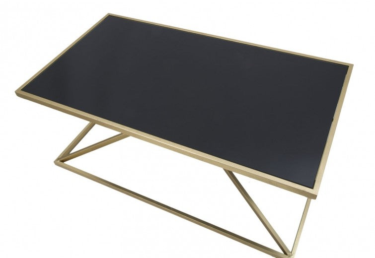 Table basse en métal et verre Pyramid Large Or / Noir, L110xl60xH45 cm