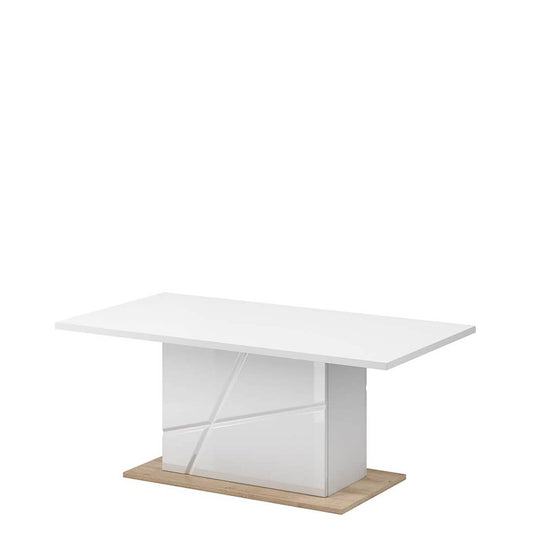 Table basse en peuplier Futura 09, Blanc / Chêne Riviera, L115x65xH51 cm