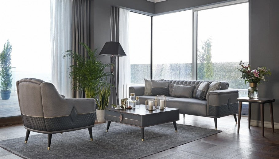 Table basse en bois et bois, avec un tiroir Diamond Walnut, L89xl89xH37 cm