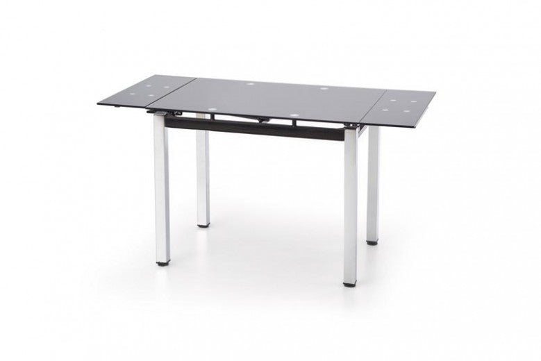 Table extensible en verre et métal Logan Noir / Chrome, L96-142xl70xH75 cm