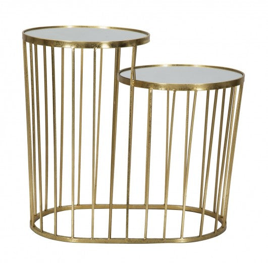 Table basse en verre et métal Glam 2 Livels Doré, L66xl38xH59 cm