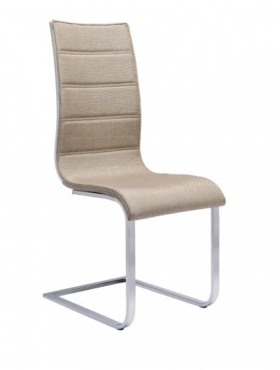 Chaise rembourrée en tissu, avec pieds en métal K104 Beige / Blanc, l42xA56xH99 cm