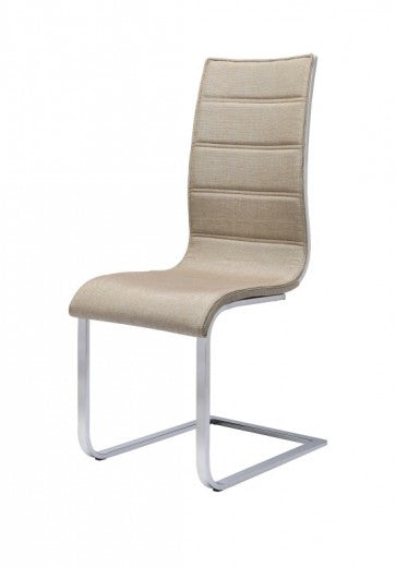 Chaise rembourrée en tissu, avec pieds en métal K104 Beige / Blanc, l42xA56xH99 cm