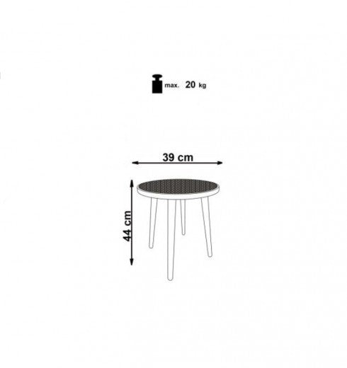 Table basse en MDF, rotin et bois Jakarta Naturel / Noir, Ø39xH44 cm