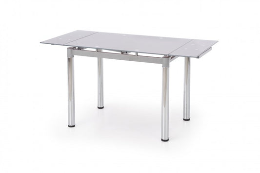 Table extensible en verre et métal Logan 2 Gris / Chrome, L96-142xl70xH75 cm