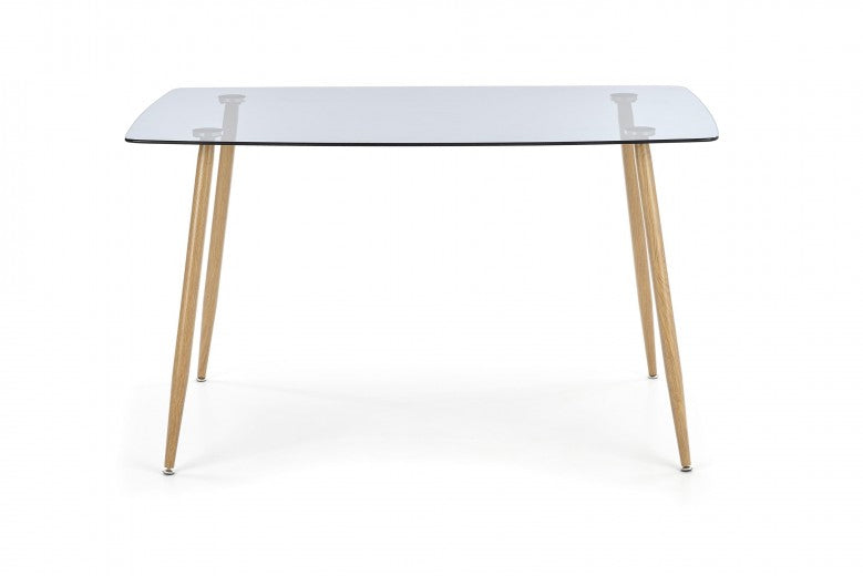 Table verre et métal Chêne fumé / Honey, L130xl80xH75 cm