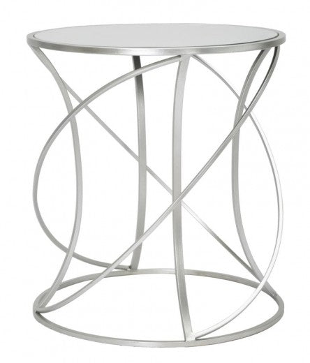 Table basse en verre et métal Saturn Small d'argent, Ø50xH55 cm