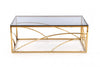Table basse en verre et métal Universe Rectangle Or, L120xl60xH45 cm