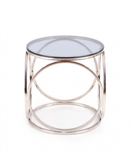 Table basse en verre et métal Venus S Chrome, Ø50xH55 cm