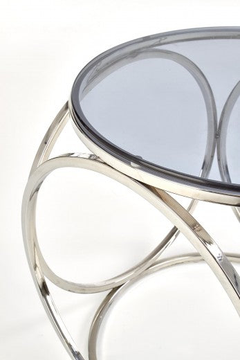 Table basse en verre et métal Venus S Chrome, Ø50xH55 cm