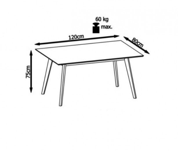 Ensemble table caoutchouc Cordoba Oak + 4 chaises Cordoba Oak, L120xl80xH75 cm