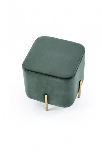 Tabouret rembourré avec tissu, avec pieds en métal Corno Vert Foncé / Or, l42xA42xH42 cm