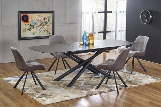 Table extensible en verre et métal Capello Gris foncé / Noir, L180-240xl95xH77 cm