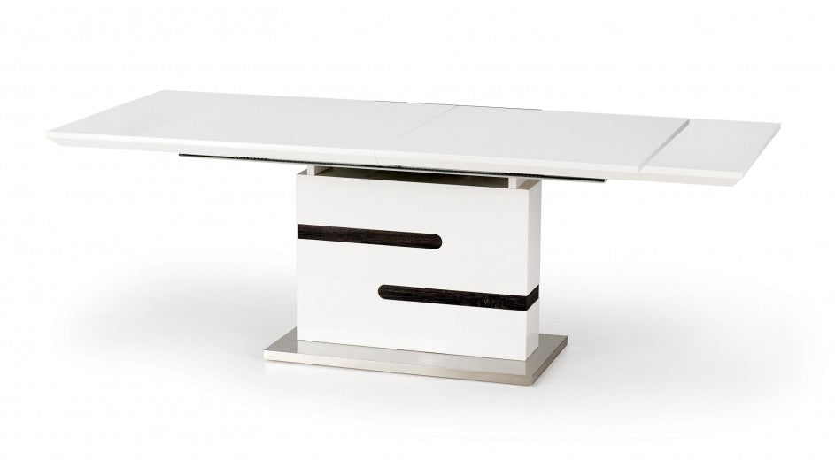 Table extensible en MDF et métal Monaco Blanc / Gris, L160-220xl90xH76 cm