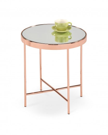 Table basse Mira Cupru en verre et métal, Ø42xH46 cm