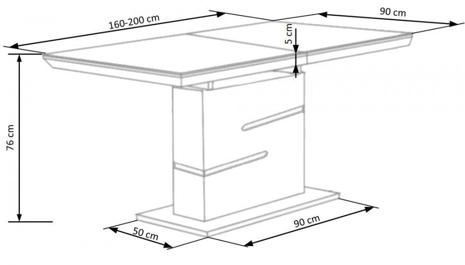 Table extensible en MDF et métal Monaco Blanc / Gris, L160-220xl90xH76 cm