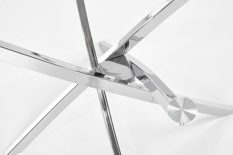 Raymond Transparent / Table en verre et métal chromé, Ø100xH73 cm
