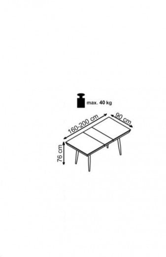 Table extensible en MDF et métal Ruten Gris / Chêne, L160-200xl90xH76 cm