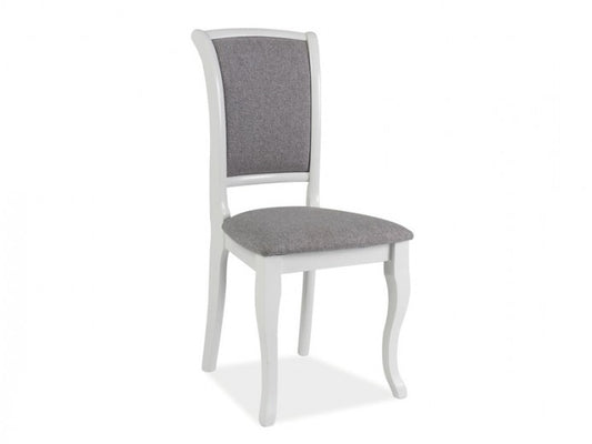 Chaise rembourrée en bois et tissu MN-SC Blanc / Gris, l45xA42xH96 cm