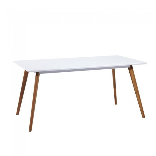 Table en MDF et bois Milan Blanc / Chêne, L140xl80xH75 cm