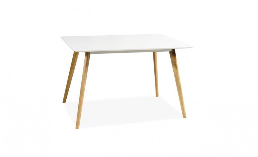 Table en MDF et bois Milan Blanc / Chêne, L140xl80xH75 cm