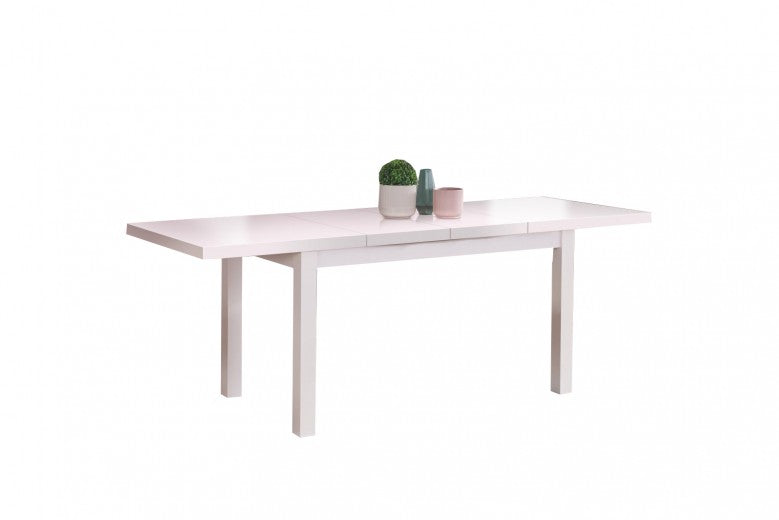 Table extensible en aggloméré et MDF Tiago 2 Blanc, L140-220xl80xH76 cm