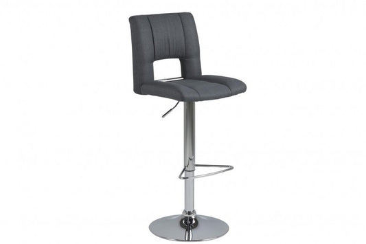 Tabouret de bar tapissé tissu et pied métal Sylvia Gris Foncé / Chromé, l41,5xH52xH115 cm