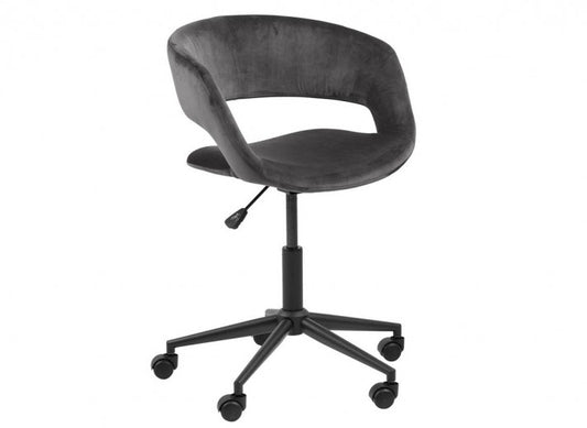 Chaise de bureau ergonomique, tapissée de Grace Velvet Dark Gris, l56xA54xH87 cm