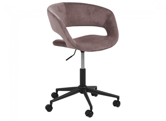 Chaise de bureau ergonomique, tapissée de Grace Velvet Dark Rose, l56xA54xH87 cm
