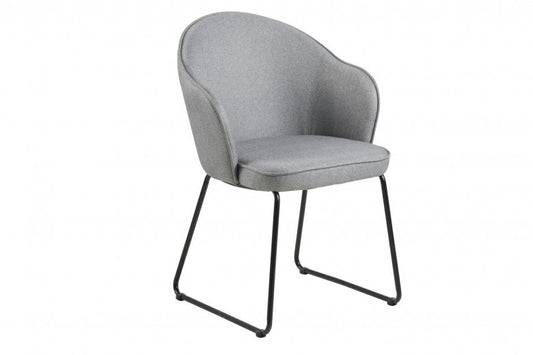 Chaise rembourrée avec tissu et pieds en métal Mitzie Gris Clair / Noir, l57xA58,5xH81,5 cm