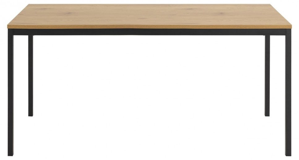 Table MDF et métal Seaford Large Chêne / Noir, L180xl90xH74 cm