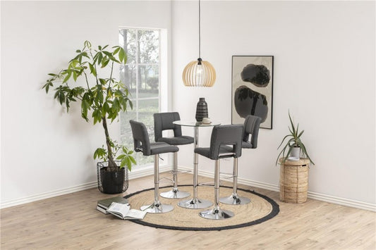 Tabouret de bar tapissé tissu et pied métal Sylvia Gris Foncé / Chromé, l41,5xH52xH115 cm
