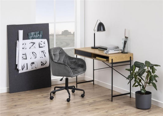 Chaise de bureau tapissée de tissu Brooke Velvet Gris foncé, l59xA58,5xH88,5 cm