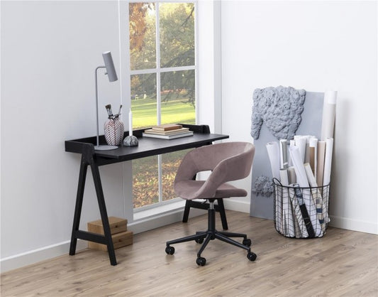 Chaise de bureau ergonomique, tapissée de Grace Velvet Dark Rose, l56xA54xH87 cm