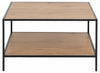 Table basse en châtaignier et métal Seaford Square Chêne / Noir, L80xl80xH45 cm