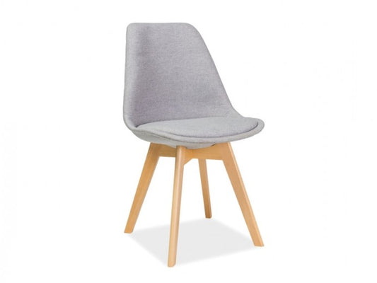 Chaise rembourrée en tissu, avec pieds en bois Dior Gris Clair, l50xA40xH83 cm
