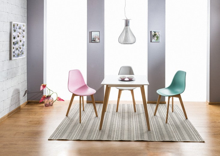 Table en MDF et bois de hêtre Declan II Blanc, L80xl80xh75 cm