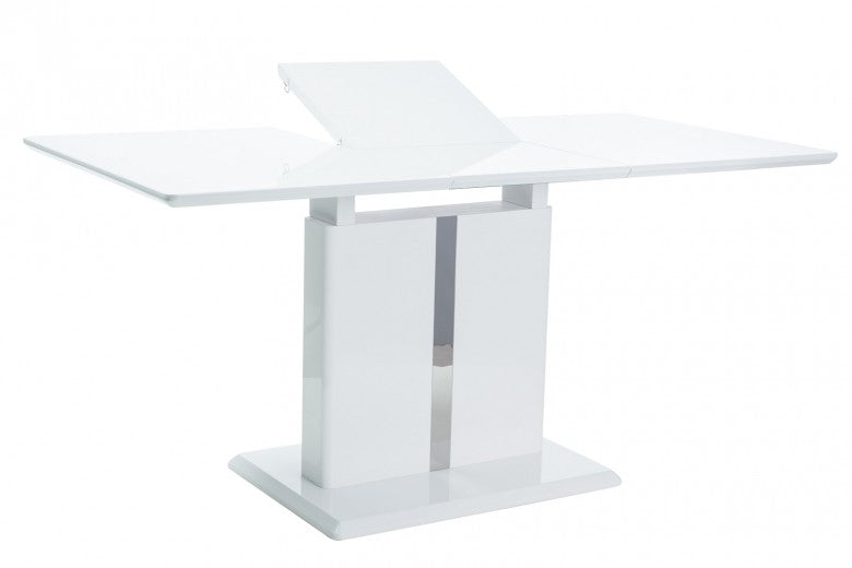 Table extensible en MDF Dallas, Blanc, L110-150xl75xH76 cm