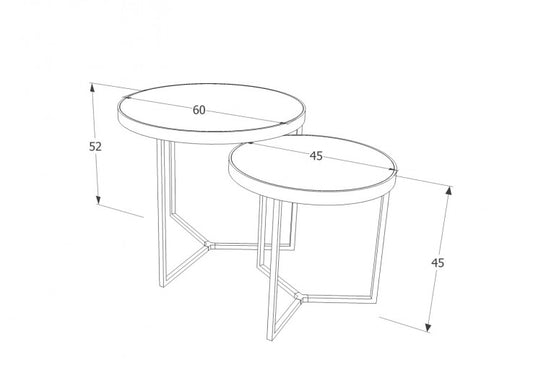 Set de 2 tables basses en verre et métal Delia II Noir / Chrome, Ø60xH52 cm / Ø45xH45 cm