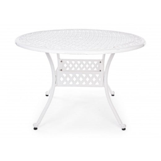 Set de table en métal Ivrea Round Blanc + 4 chaises en métal Faenza Blanc, Ø120xH73 cm