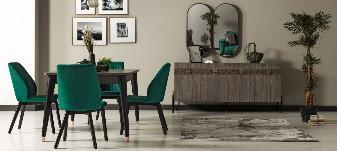 Table en bois et bois Wella Gris / Noir, L160xl95xH78 cm