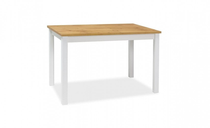 Table en aggloméré et MDF, Adam Large Chêne Wotan / Blanc, L120xl68xH75 cm
