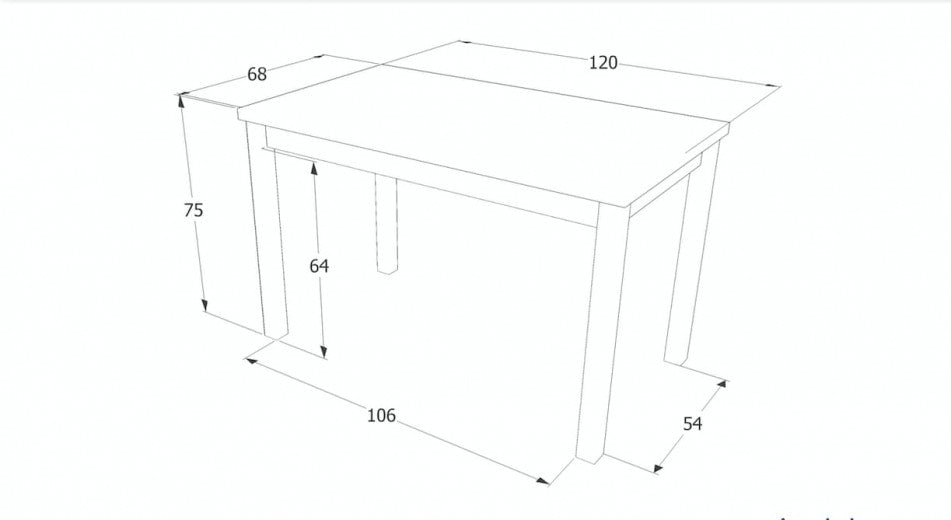 Table en aggloméré et MDF, Adam Large Blanc, L120xl68xH75 cm