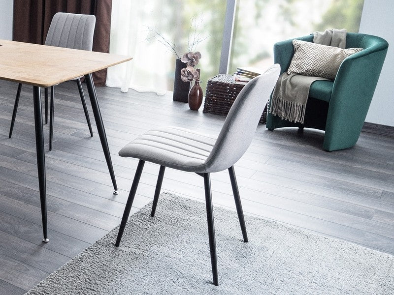 Chaise rembourrée avec tissu et pieds en métal Alan Gris / Noir, l45xA54xH86 cm