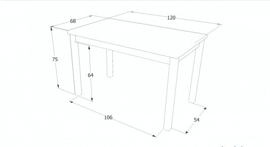 Table en aggloméré et MDF, Adam Large Chêne Lancelot / Anthracite, L120xl68xH75 cm