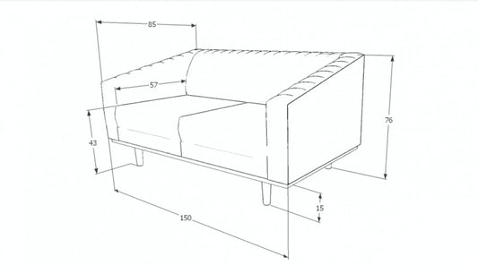 Canapé fixe tapissé de tissu, 2 places Asprey 2 Velours Moutarde / Wenge, l150xA85xH76 cm