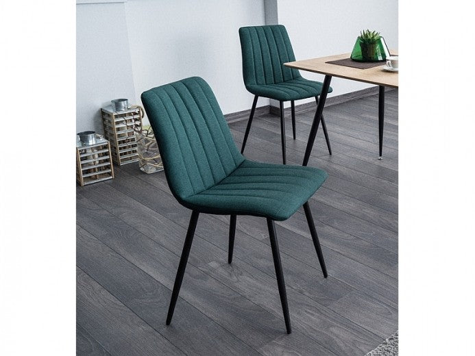 Chaise rembourrée avec tissu et pieds en métal Alan Vert Foncé / Noir, l45xA54xH86 cm