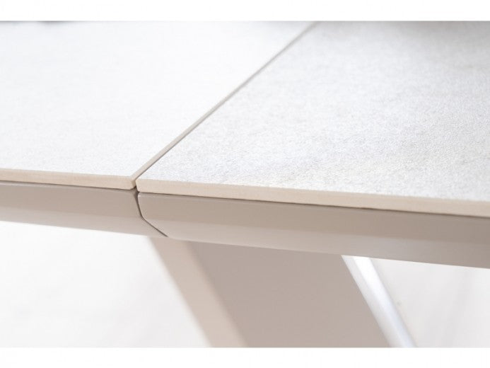 Table extensible en céramique, MDF et métal Armani Gris clair, L160-220xl90xH76 cm